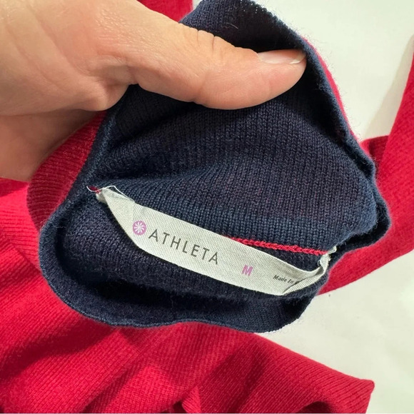 Athleta Switchback Sweater Merino Blend Blue Red Colorblock - Picture 6 of 8